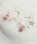 パピヨン＆フラワーモチーフ付きピアス tocco closet(トッコクローゼット)　※セレクトアイテム【※衛生商品のため不良品以外の返品不可】