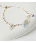 パピヨン＆フラワーモチーフ付きパールビジューブレスレット tocco closet(トッコクローゼット)　※セレクトアイテム