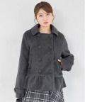 リボンポケット付き裾フリルダブルコート 8月24日(月)オフィシャルサイト限定グレー再販☆ tocco closet(トッコクローゼット) ※セレクトアイテム※少量の在庫確保による再販売の為、交換は出来かねる場合がございます。予めご了承ください。