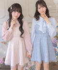 ２ＷＡＹリボン付きラメツイードドッキングワンピース 10月24日(金)再販決定☆ Suyunn(スユン)　※齋藤樹愛羅さんはピンク、尾木波菜さんはブルー着用