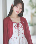 3月販売予定！入荷連絡受付中☆リボン付きチェリー刺繍シアーラメカーディガン Suyunn(スユン) ※松本ももなさんはレッド着用