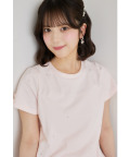 5月中旬～下旬販売予定！入荷連絡受付中☆リボン付きストーン＆パール装飾ロゴ刺繍入りＴシャツ Suyunn(スユン) ※川村結衣さんはピンク着用