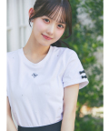 6/20再販予定！入荷連絡受付中☆リボン付きストーン＆パール装飾ロゴ刺繍入りＴシャツ Suyunn(スユン) ※松本ももなさんはホワイト着用※川村結衣さんはピンク着用