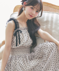 6月末販売予定！入荷連絡受付中☆白月光を纏う♪ハートフロッキーティアードチュールワンピース Suyunn(スユン)※松本ももなさんはピンクベージュ着用
