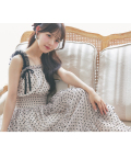 6月末販売予定！入荷連絡受付中☆白月光を纏う♪ハートフロッキーティアードチュールワンピース Suyunn(スユン)※松本ももなさんはピンクベージュ着用