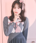 10/10販売予定！入荷連絡受付中☆冬の愛されモテデート服♪ハートアーガイルプリーツニットワンピース Suyunn(スユン) ※本田紗来さんはグレー着用