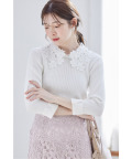 ２ＷＡＹレース襟付き袖口パール装飾リブニットプルオーバー  tocco closet(トッコクローゼット)≪tocco closet luxe≫ ※少量の在庫確保による再販売の為、交換は出来かねる場合がございます。