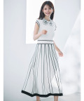 ２ＷＡＹフラワーレース襟付き配色ラインプリーツニットワンピース【necely ネセリー】 tocco closet(トッコクローゼット)※ハ・ヨンスさんはオフホワイト着用《tocco closet luxe》《Summer→Autumn2025》