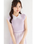 ２ＷＡＹフラワーレース襟付き配色ラインプリーツニットワンピース【necely ネセリー】 tocco closet(トッコクローゼット)《tocco closet luxe》《Summer→Autumn2025》
