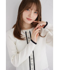 パールビジュー装飾バイカラーカーディガン《tocco closet luxe》＊スペシャルプライス品につき返品/キャンセル/配送日指定不可/ラッピング不可/少量在庫のセールの為交換は出来かねる場合がございます。