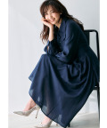 ベルト付きスキッパーシアーシャツワンピース tocco closet(トッコクローゼット)　 《tocco closet luxe》※有村実樹さんはネイビー着用/#20 ネイビー