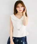 ビジューベルト付きツイードペプラムジレ 5月31日(日)再販決定☆  tocco closet(トッコクローゼット)《tocco closet luxe》※有村実樹さんはアイスブルー着用