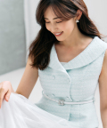 ビジューベルト付きツイードペプラムジレ tocco closet(トッコクローゼット)《tocco closet luxe》※有村実樹さんはアイスブルー着用