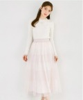 スパンコールミックスレースラインミモレ丈チュールスカート  《tocco closet luxe》＊スペシャルプライス品につき返品/キャンセル/配送日指定不可/ラッピング不可/少量在庫のセールの為交換は出来かねる場合がございます。