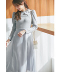 ウエストリボン付きフラワービジューニットドッキングワンピース  tocco closet《tocco closet luxe》《冨張愛さんコラボ》＊スペシャルプライス品につき返品/キャンセル/配送日指定不可/ラッピング不可/少量在庫のセールの為交換は出来かねる場合がございます。