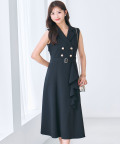 ベルト付きジレ風ラッフルフリルトレンチライクワンピース tocco closet(トッコクローゼット)《tocco closet luxe》《BlackCollection》※綺咲愛里さんはブラック着用