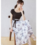 7月下旬販売予定！入荷連絡受付中☆アシメリブニットドッキングリリーフラワープリントワンピース《tocco closet luxe》《SummerOnepieceCollection》