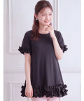 7月販売予定！入荷連絡受付中☆洗濯後も続く心地良さ♪ＵＶカット＆接触冷感カットソーフリルペプラムチュニック《tocco closet luxe》