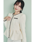 ビジュー釦レースラインペプラムツイードジャケット tocco closet(トッコクローゼット)《tocco closet luxe》※野口衣織さんはアイボリー着用