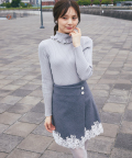 10月販売予定！入荷連絡受付中☆ビジューボタン付きレーストリムラップミニスカート《tocco closet luxe》《OuterCollection》
