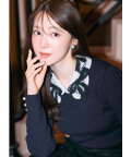 10/11販売予定！入荷連絡受付中☆２ＷＡＹリボンレース襟付きリブニットプルオーバー《tocco closet luxe》※麻亜里さんはネイビー着用