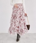 ラッフルフリルフラワープリントひらりんスカート tocco closet(トッコクローゼット)　