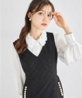 立体フラワー襟付きウエストタックシャイニーブラウス 3月7日(金)再販決定☆【amara アマラ】 tocco closet(トッコクローゼット)《tocco closet luxe》
