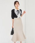 【Ｓ・Ｍサイズ展開】後ろリボン付きマーメイドスカート 11月18日(火)オフィシャルサイト限定ブラックMサイズ、グレージュMサイズ再販☆【amoret 】 tocco closet(トッコクローゼット)  ※少量の在庫確保による再販売の為、交換は出来かねる場合がございます。