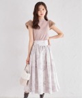 後ろリボン付きフラワープリントタフタフレアスカート 1月4日(日)グレージュ再販決定☆ tocco closet(トッコクローゼット)