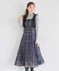 フリル付きバックレースアップシアーチェックワンピース 3月5日(木)ネイビー再販決定☆  tocco closet(トッコクローゼット)※小栗有以さんはアイスグレー着用 ※少量の在庫確保による再販売の為、交換は出来かねる場合がございます。