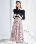 ラインフラワー刺繍×裾パイピングシアーフレアスカート【aviole アヴィオル】 tocco closet(トッコクローゼット)＊スペシャルプライス品につき返品/キャンセル/配送日指定不可/ラッピング不可/少量在庫のセールの為交換は出来かねる場合がございます。