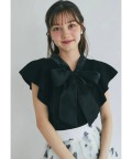 シアーボウタイリボン付き切り替えニットプルオーバー tocco closet(トッコクローゼット) ※少量の在庫確保による再販売の為、交換は出来かねる場合がございます。予めご了承ください。