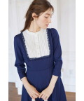 ヨークレース切替バックレースアップ長袖ワンピース tocco closet(トッコクローゼット) ＊スペシャルプライス品につき返品/キャンセル/配送日指定不可/ラッピング不可/少量在庫のセールの為交換は出来かねる場合がございます。