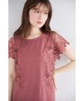 接触冷感♪サイドフラワーレース付きカットソーワンピース【binery ビネリー】 tocco closet(トッコクローゼット)