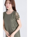 接触冷感♪サイドフラワーレース付きカットソーワンピース  tocco closet(トッコクローゼット) ＊スペシャルプライス品につき返品/キャンセル/配送日指定不可/ラッピング不可/少量在庫のセールの為交換は出来かねる場合がございます。