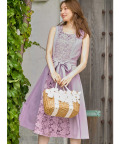ウエストりぼん付きフラワーレース切り替えワンピース 7月9日(火)再販決定☆【carter カーター】 tocco closet(トッコクローゼット)≪Vacance/Resort Collection≫