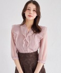 ラッフルフリルキーネック七分袖ブラウス 10月27日(月)オフィシャルサイト限定再販☆【cottila コティラ】 tocco closet(トッコクローゼット)※少量の在庫確保による再販売の為、交換は出来かねる場合がございます。予めご了承ください。