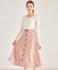 フロント釦ウエストデザインフレアスカート 【edalina エダリナ】 tocco closet　＊スペシャルプライス品につき返品/キャンセル/配送日指定不可/ラッピング不可/少量在庫のセールの為交換は出来かねる場合がございます。