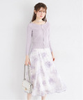バックレースアップ水彩フラワーレイヤードプリントフレアスカート   tocco closet(トッコクローゼット)　