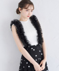 フリルチュールサスペンダー【farche】 tocco closet ＊スペシャルプライス品につき返品/キャンセル/配送日指定不可/ラッピング不可/少量在庫のセールの為交換は出来かねる場合がございます。※セレクトアイテム※トップス、ボトムはセットではございません。