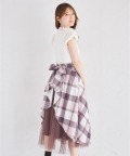 ３ＷＡＹリボン付き後ろチュールフリル切り替えチェックプリントツイードスカート 12月8日(月)オフィシャルサイト限定ピンクブラウン再販☆ tocco closet ※少量の在庫確保による再販売の為、交換は出来かねる場合がございます。予めご了承ください。