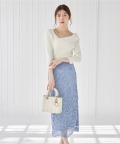 フラワーモチーフレースタイトスカート 5月19日(月)再販決定☆【glinora グリノラ】 tocco closet(トッコクローゼット)《春めくColor》≪Work Style≫※イエローの入荷はありません