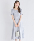ウエストりぼん付きチェック柄パフスリーブワンピース【grimony グリモニー】 tocco closet　＊スペシャルプライス品につき返品/キャンセル/配送日指定不可/ラッピング不可/少量在庫のセールの為交換は出来かねる場合がございます。