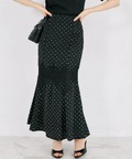 バックレースアップレース切り替えドットマーメイドスカート 8/26(水)～8/31(月)限定タイムセール☆tocco closet(トッコクローゼット)＊スペシャルプライス品につき返品/キャンセル/配送日指定不可/ラッピング不可/少量在庫のセールの為交換は出来かねる場合がございます