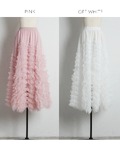 アシメホイップフリルチュールスカート  6/5(金)～6/10(水)オフィシャルサイト限定タイムセール☆tocco closet(トッコクローゼット)＊スペシャルプライス品につき返品/キャンセル/配送日指定不可/ラッピング不可/少量在庫のセールの為交換は出来かねる場合がございます。