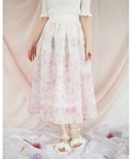 リボンミックスパネルフラワーシアータックフレアスカート  tocco closet(トッコクローゼット) ＊スペシャルプライス品につき返品/キャンセル/配送日指定不可/ラッピング不可/少量在庫のセールの為交換は出来かねる場合がございます。