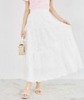 フラワーコットンレースティアードスカート  tocco closet(トッコクローゼット)　