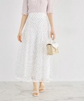 ハイウエストドットチュールフレアスカート  tocco closet(トッコクローゼット) ＊スペシャルプライス品につき返品/キャンセル/配送日指定不可/ラッピング不可/少量在庫のセールの為交換は出来かねる場合がございます。