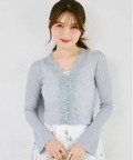 スパンコール入りレース装飾リブニットカーディガン  tocco closet(トッコクローゼット)　《tocco closet luxe》＊スペシャルプライス品につき返品/キャンセル/配送日指定不可/ラッピング不可/少量在庫のセールの為交換は出来かねる場合がございます。