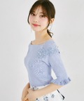 ビジュー×フラワー刺繍リブニットプルオーバー tocco closet(トッコクローゼット)＊スペシャルプライス品につき返品/キャンセル/配送日指定不可/ラッピング不可/少量在庫のセールの為交換は出来かねる場合がございます。